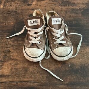Kids Converse Brown and White Low-Top Sneakers with Canvas Upper